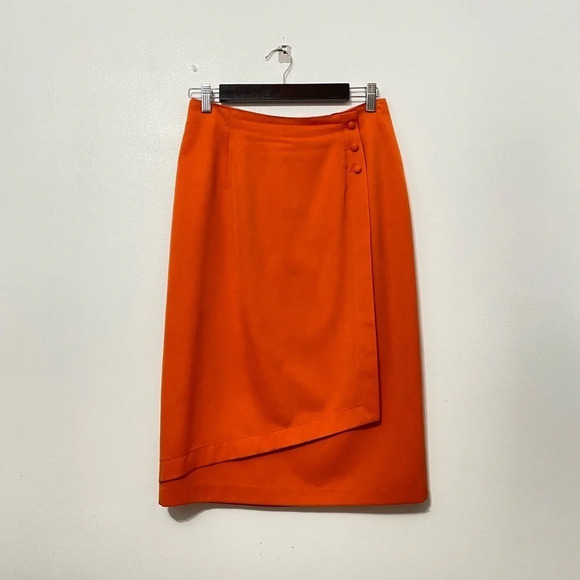 Vintage - Burnt Orange Wool Pencil Skirt - Vic St. Laurent - Picture 1 of 8